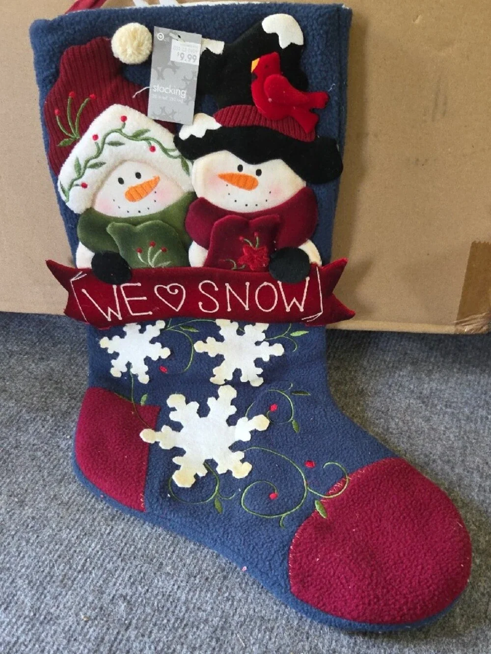 Target Navy and Red Snowman Couple Christmas Stocking